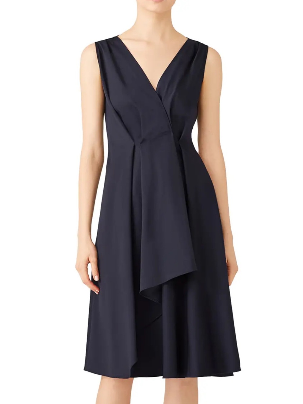 Jil Sander Navy Sleeveless Cascade Ruffle Dress Size 36 Fit & Flare